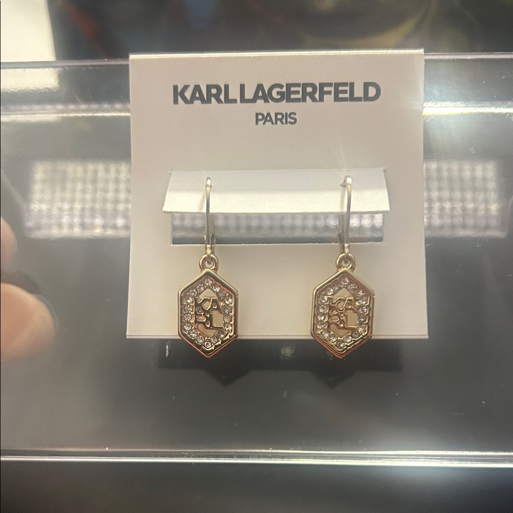 Karl Lagerfeld Gold and Silver Hexagon Earrings